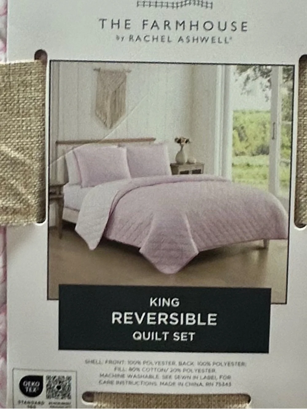Rachel Ashwell Pink and White Floral Reversible King Quilt Set 106”x92”